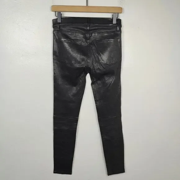 Frame Le Skinny de Jeanne Lamb Leather Jeans Womens 26 Black Slim Rocker Preppy